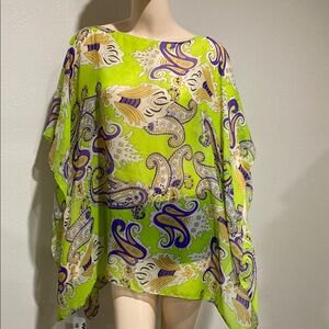neon paisley print Women's poncho